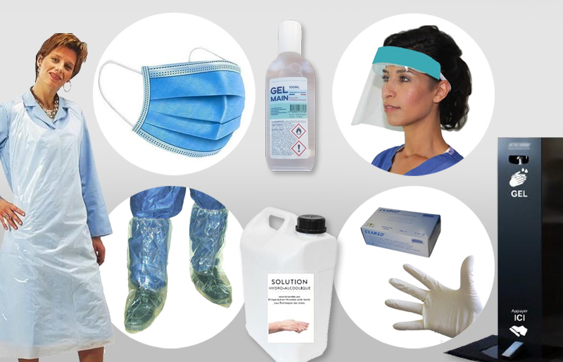 Hygiène et protection : Masque, gants, protection, sur-bottes, combinaison